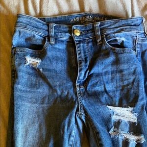 American Eagle blue skinny ripped jeans